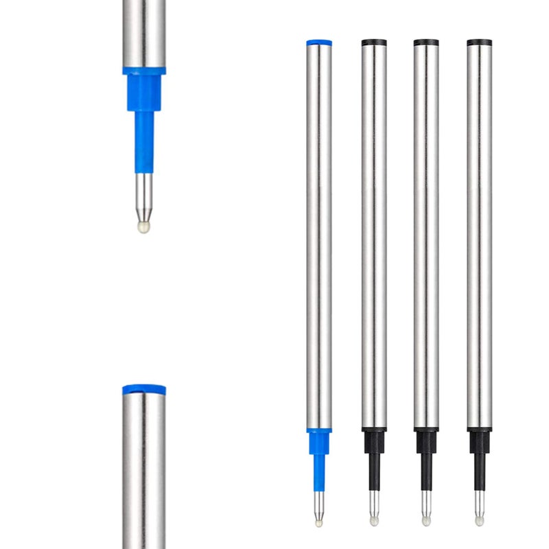 DunBong Rollerball Pen Refills, Roller Ball Fine Point 0.5mm, Red Ink Refill Pack of 5 - Replaceable Ballpoint Pen Refills Medium Point (Blue) - Image 1